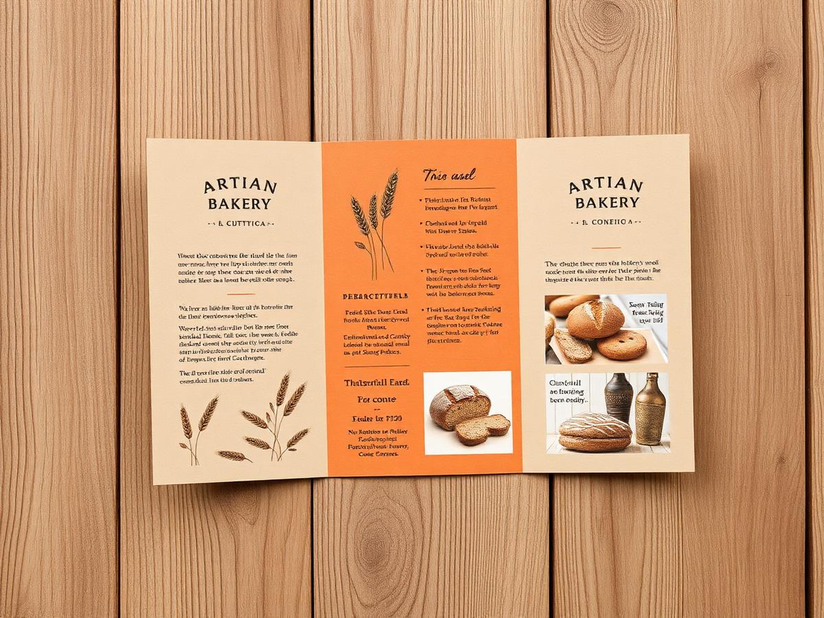 Artisan bakery tri-fold brochure design