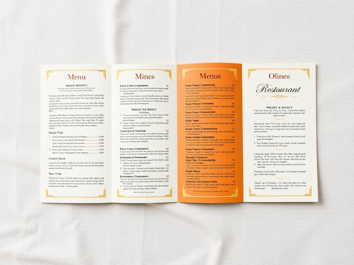 Restaurant tri-fold menu brochure design