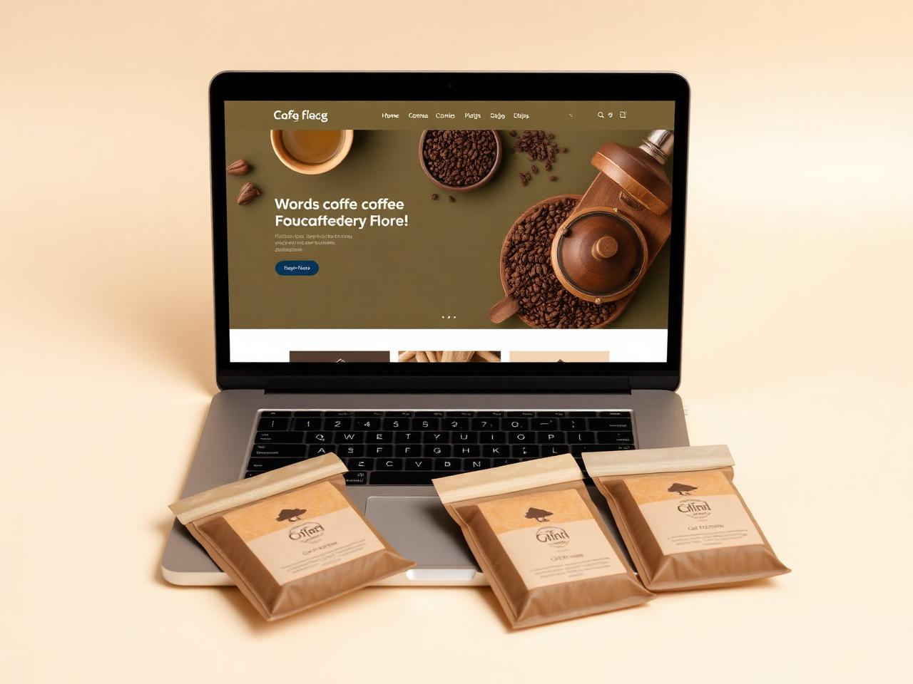Coffee roastery website template design shown on a laptop