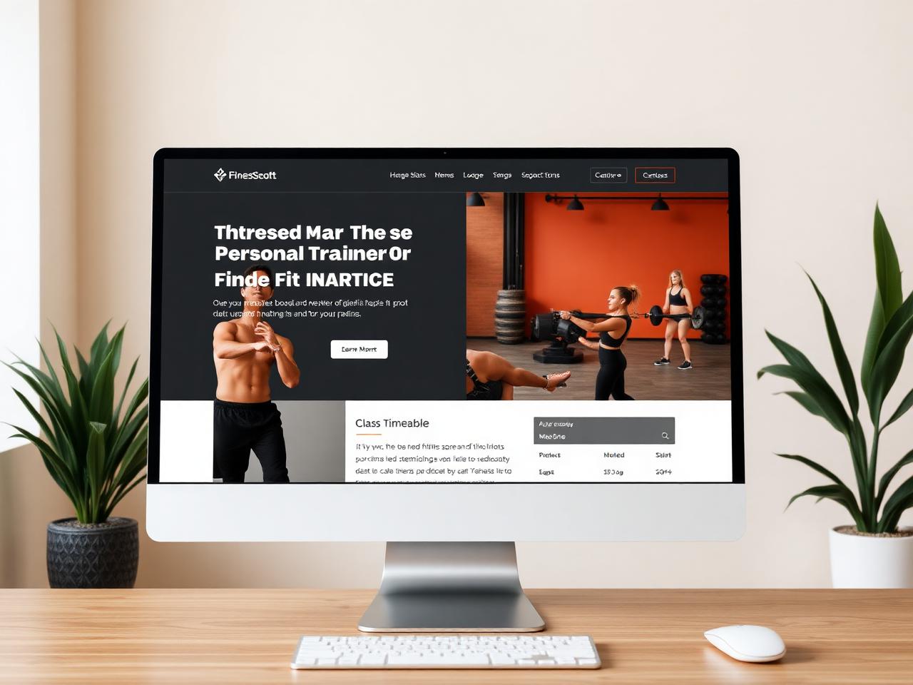 Fitness studio website template design shown on a monitor