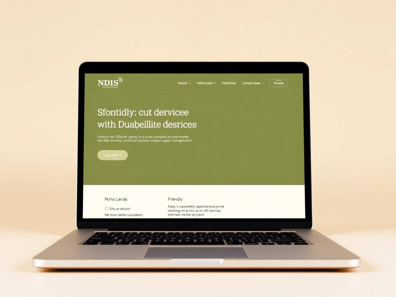 NDIS support services website template design shown on a laptop